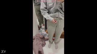 Unbuttoning mystery meat, flashing frilly undies in fitting room flesh fest