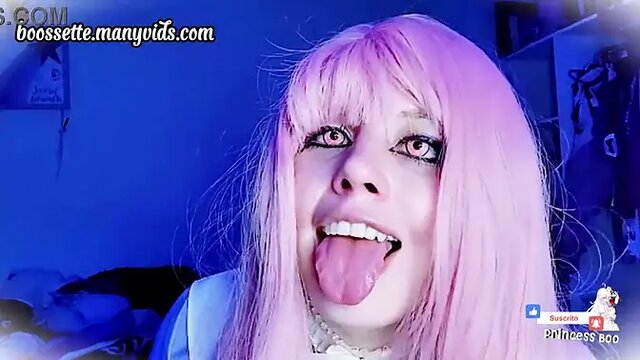 Cute 18yo redheaded cosplayer eats gummy bears and takes naughty