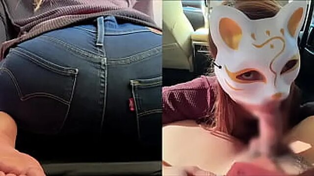 Japanese MILF gives hot amateur blowjob in car