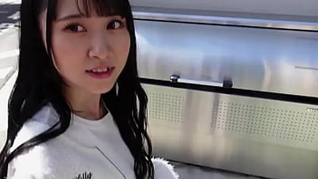 Transparent Asian beauty gives blowjob and gets fucked in doggy style