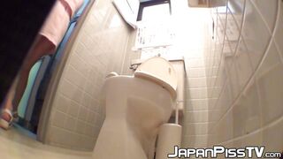 Private🤫 moment of Japanese beauties urinating in a public restroom