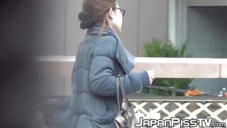Japanese girls struggle to make it to the toilet in time