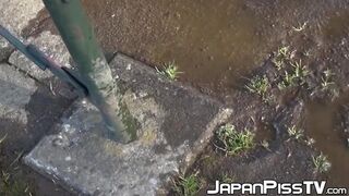 Hot Japanese schoolgirls caught urinating in public