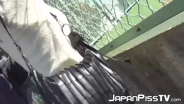 Bound Japanese beauty peed on by dominant guy