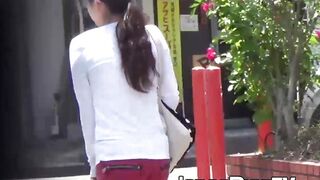 Japanese girls blush as they get caught urinating