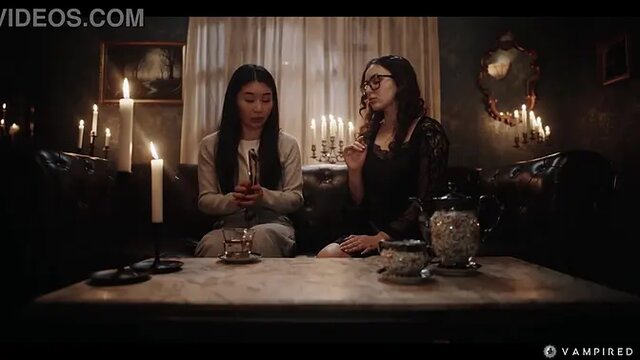 Japanese Vampire Babe dominated by nerdy Leana