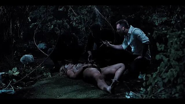 Sluttish Asian girl gangbanged in the woods, face fucked and pussy eaten