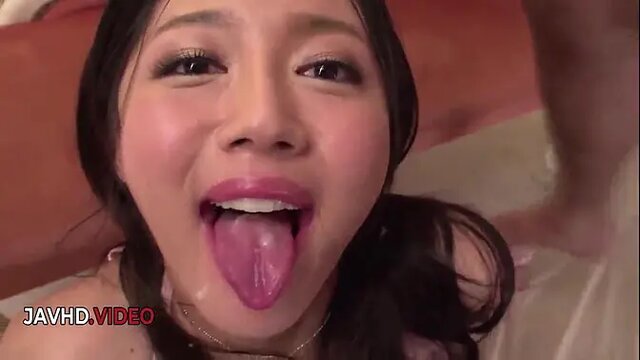 Naughty Asian beauty Miho Ichiki loves Japan cum on sweet lips