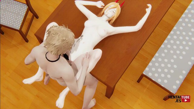 Chainsaw Man Hentai: aroused Denji x Power Sex on a Table